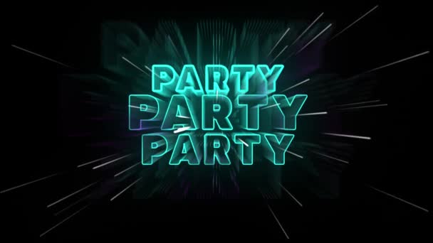 Neon Kelimeler Party Turkuaz Renk — Stok video