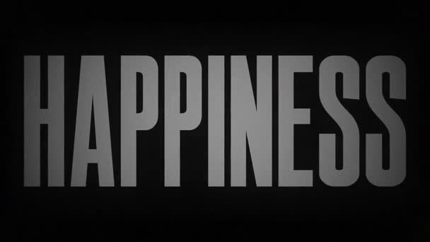 Word Happiness Smolders Burns Black Background Word Fire — Stockvideo