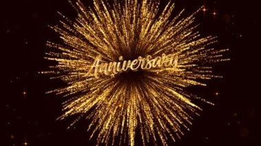 Havai fişeklerle dolu yıldönümü mektupları, altın renkli yıldızlar.