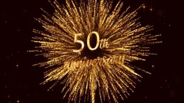 Havai fişeklerle yapılan 50 'nci yıl dönümü yazıtları, altın renkli yıldızlar.