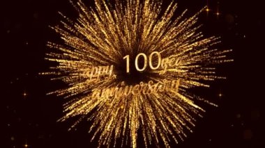 Mutlu 100. yıl dönümleri. Havai fişeklerle, altın renkli yıldızlarla.