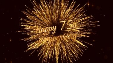 Mutlu 75 'inci yıl dönümleri. Havai fişeklerle, altın renkli yıldızlarla.