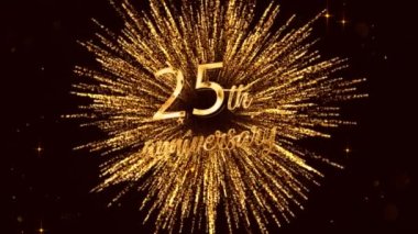 25 'inci yıl dönümünde havai fişekler, altın rengi yıldızlar.