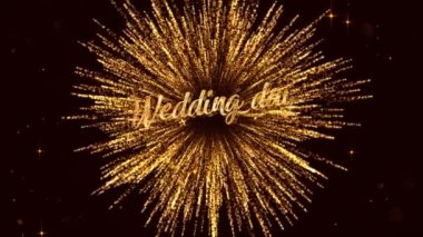 Düğün günü havai fişeklerle, altın renkli yıldızlarla.