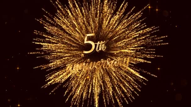 Years Anniversary Inscription Fireworks Stars Gold Color — Stockvideo