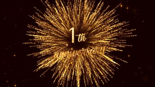 Year Anniversary Lettering Fireworks Stars Gold Color — Vídeo de Stock