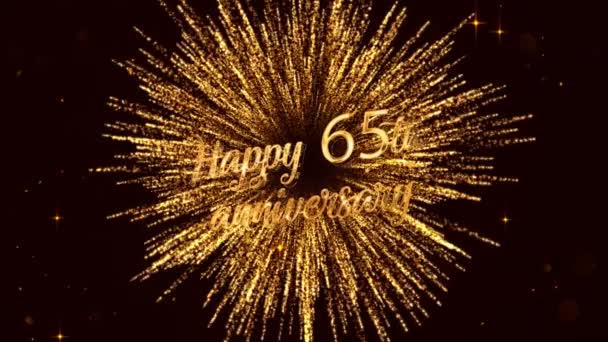 Happy Years Lettering Fireworks Stars Gold Color — стоковое видео