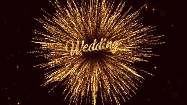 Lettering Wedding Fireworks Stars Gold Color — Stock Video