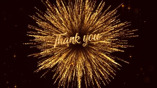 Thank You Lettering Fireworks Stars Gold Color — 图库视频影像