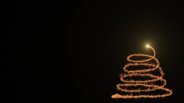Árbol Navidad Animado Con Luces Estrellas Sobre Fondo Negro Canal — Vídeo de stock
