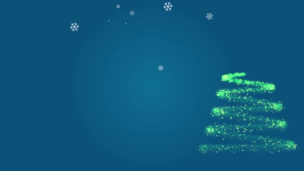 Árbol Navidad Animado Con Estrellas Copos Nieve Blancos Sobre Fondo — Vídeos de Stock