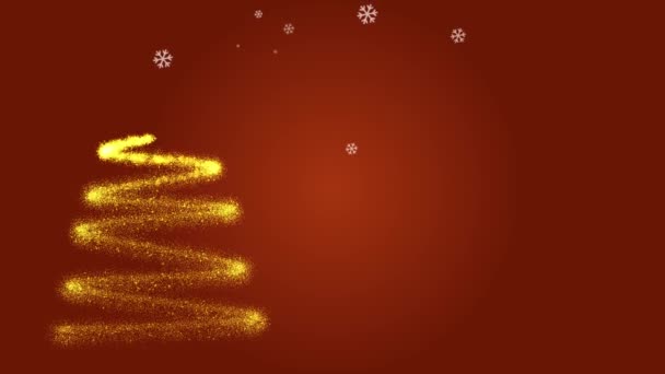Вітальна Анімація Веселим Різдвом Деревом Сніжинками Помаранчевий Фон — стокове відео