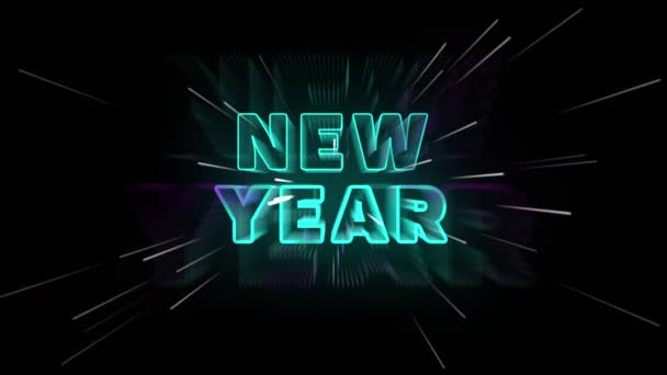 Filmati Neon Lettering Nuovo Anno Felice Anno Nuovo — Video Stock