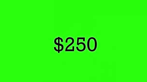 Countdown Zero Thousand Dollars Green Background — Stock Video