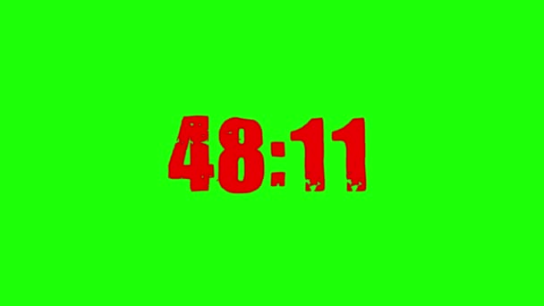 Countdown Red Numbers Green Background Chromakey Horror — Stock Video