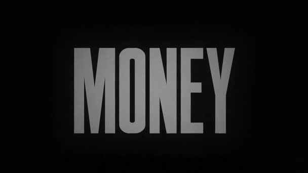 Parola Money Brucia Cenere Uno Sfondo Nero Vintage Fuoco — Video Stock