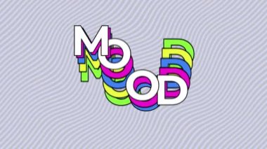 Gri arkaplanda farklı renkte harflerle zıplayan MOOD kelimesi