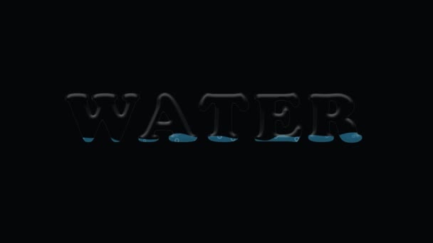 Inscription Water Filled Water Bubbles Black Background — Stock Video