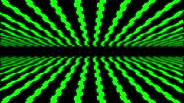 フラクタル レトロ 緑の縞模様のネオンフラクタル — ストック動画