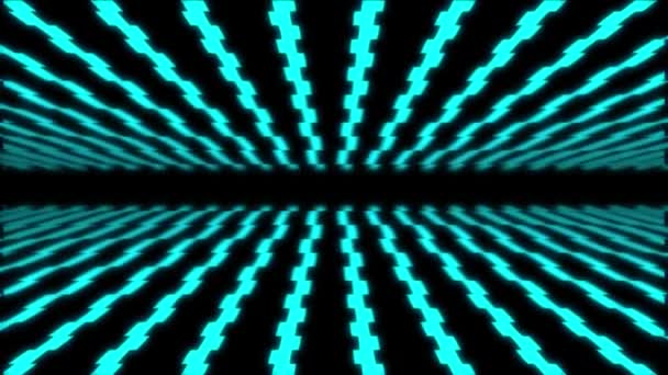 Fractal Retro Neon Fractal Turquoise Stripes — Video Stock