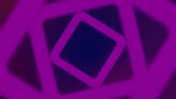 Красивый Фон Вращающимися Квадратами Фиолетовый Цвет — стоковое видео