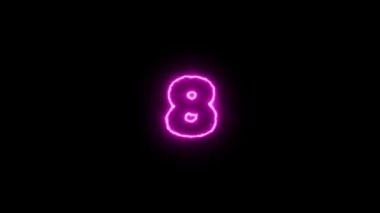 Neon geri sayımı, pembe harfler, siyah arkaplan