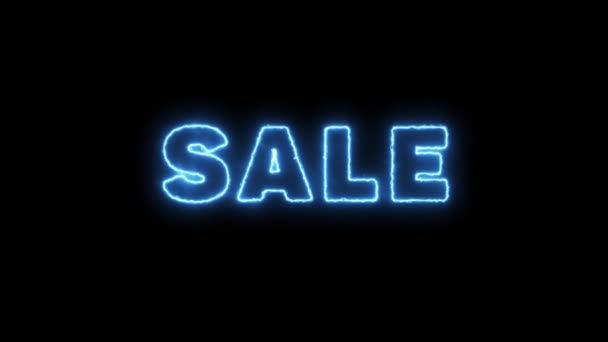 Neon Lettering Sale Zwarte Achtergrond — Stockvideo