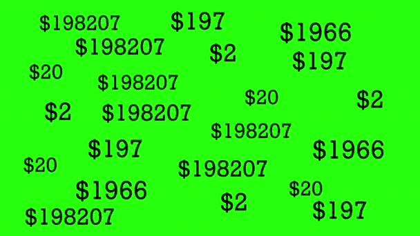 不同尺寸的美元倒计时 绿色背景 许多数字 — 图库视频影像