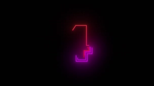 Neon Number Four Black Background — Stock Video