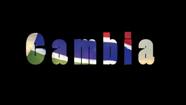 Palavra Gâmbia Cores Bandeira Nacional Canal Alfa — Vídeo de Stock