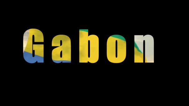 Word Gabon National Flag Colors Alpha Channel — ストック動画