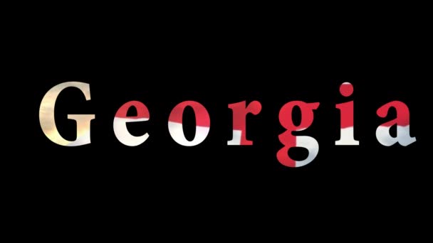 Word Georgia Nationella Flaggfärger Alpha Kanal — Stockvideo