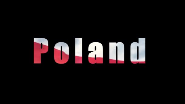 Word Polska Kolorach Flagi Narodowej Kanał Alfa — Wideo stockowe