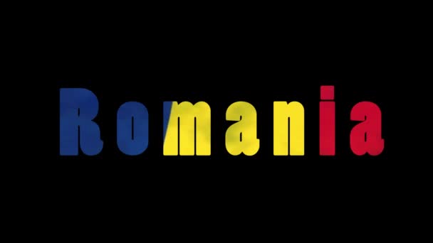 Word Romania National Flag Colors Alpha Channel — Stock Video