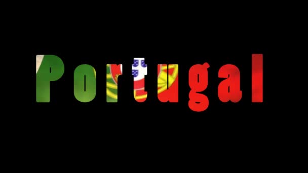 Word Portugal Nationella Flaggfärger Alpha Kanal — Stockvideo