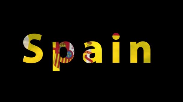 Word Spain National Flag Colors Alpha Channel — Video Stock