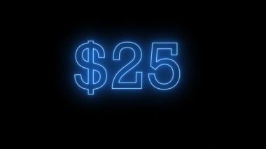 Siyah arkaplanda neon mavi geri sayım, neon