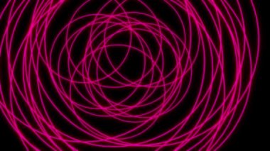 Birçok neon pembe daire siyah arkaplanda büyür.