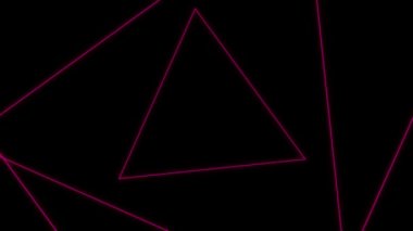 Neon pembe üçgenler siyah arkaplanda büyür