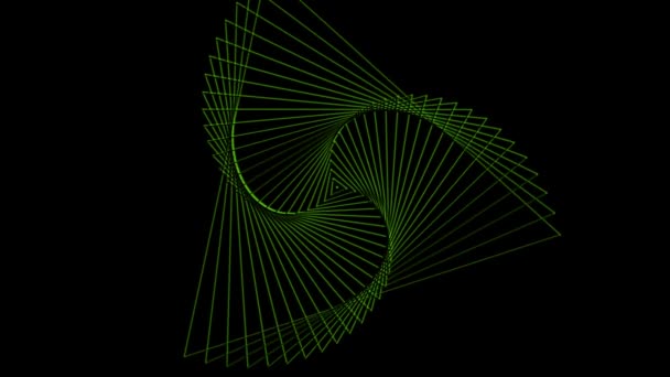 Neon Groene Driehoek Een Zwarte Achtergrond Draait Verandert Een Vorm — Stockvideo