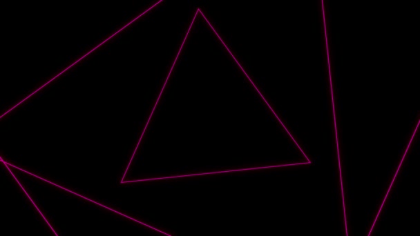 Neonově Růžové Trojúhelníky Rostou Černém Pozadí — Stock video