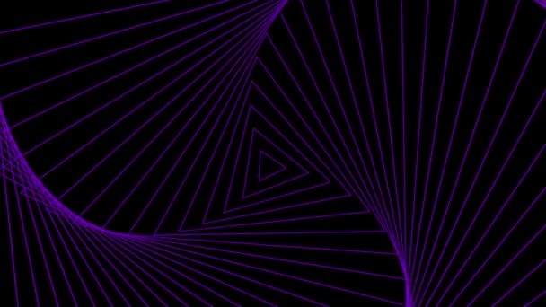 霓虹灯紫色三角形在黑色背景下生长迅速 — 图库视频影像