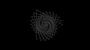 Beyaz üçgenler siyah arkaplanda döner