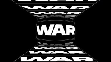 Savaş kelimesi dönüyor, tipografi.
