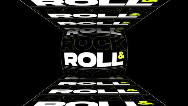 Word Rock Roll Spinning Typography — Vídeo de Stock