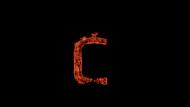 Capital Letter Burns Fire Black Background Letter Burns — Wideo stockowe