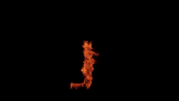 Κεφαλαίο Γράμμα Καίγεται Φωτιά Μαύρο Φόντο Γράμμα Καίγεται — Αρχείο Βίντεο