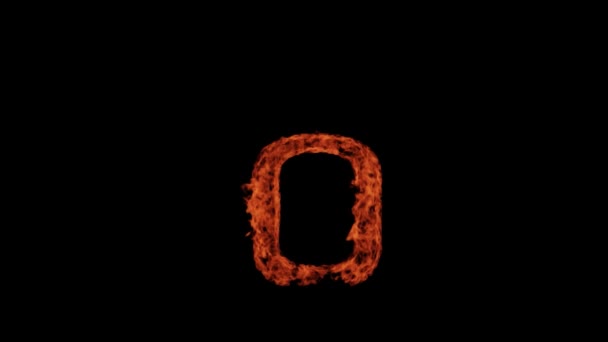 大写字母O在黑色背景上燃烧着 字母O燃烧着 — 图库视频影像