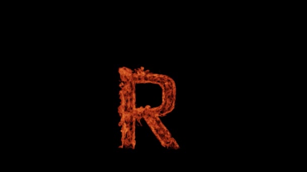 Capital Letter Burns Fire Black Background Letter Burns — Stockvideo