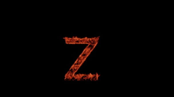 大写字母Z在黑色背景上燃烧 字母Z在黑色背景上燃烧 — 图库视频影像